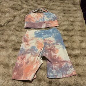 Tien Workout Set: Tie-Dye Halter Top and Shorts Set